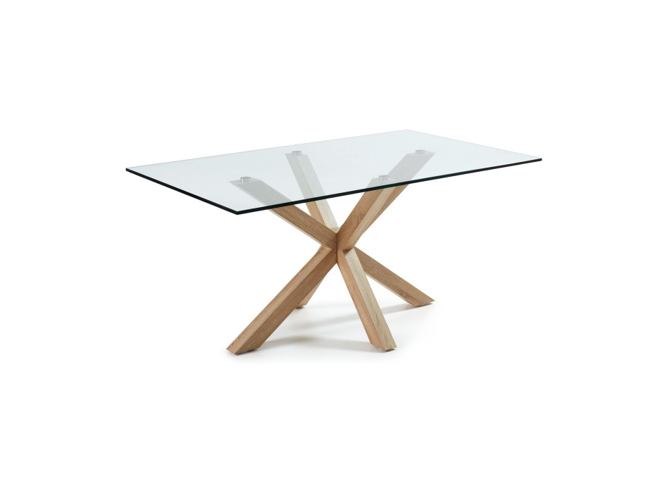 Argo table in glass and steel legs with a transparent leetro effect