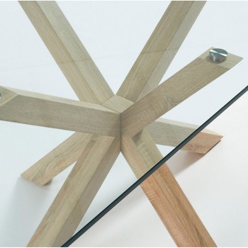 Argo table in glass and steel legs with a transparent glass effect