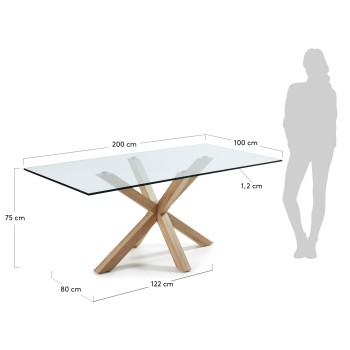 Argo table in glass and steel legs with a transparent glass effect