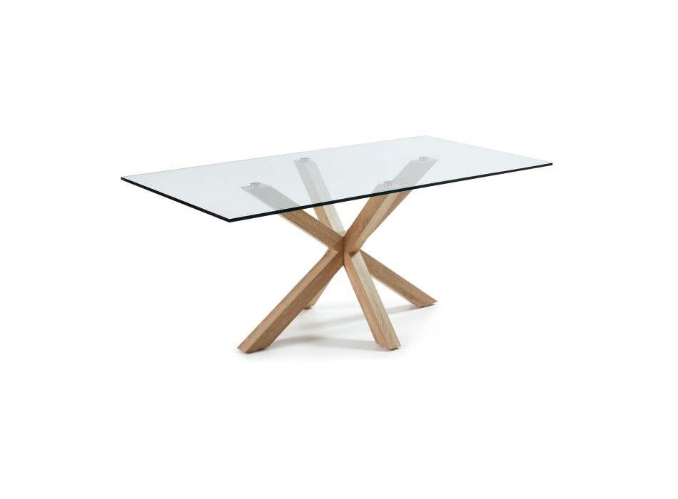 Argo table in glass and steel legs with a transparent glass effect