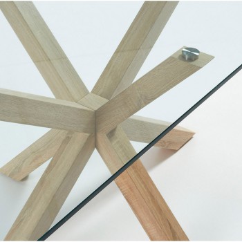 Argo table in glass and steel legs with a transparent glass effect