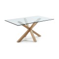 Argo table in glass and steel legs 180 cm