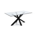 Argo table in glass and steel legs with a transparent finish