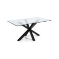 Argo glass table with black finish steel legs, 160 x 90 cm