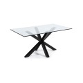 Argo glass table and black finish steel legs