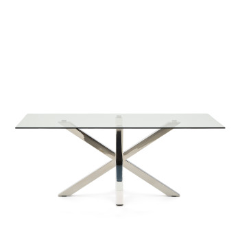 Argo glass table with stainless steel legs, 200 x 100 cm