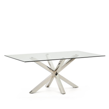 Argo glass table with stainless steel legs, 200 x 100 cm