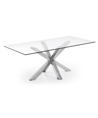 Argo glass table with stainless steel legs, 200 x 100 cm