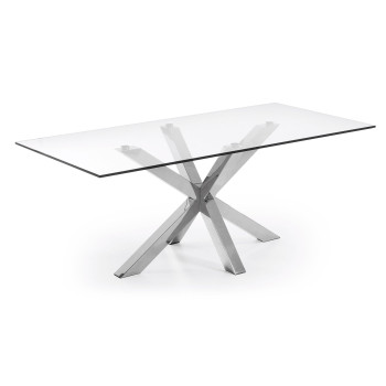 Argo glass table with stainless steel legs, 200 x 100 cm