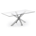 Argo glass table with stainless steel legs, 200 x 100 cm