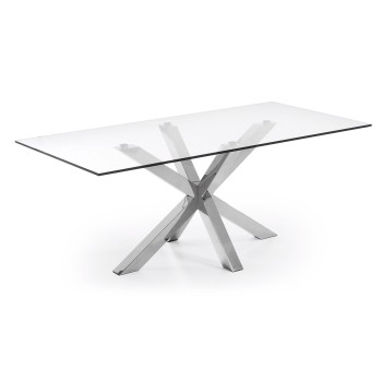Argo table in glass and 200 x transparent stainless steel legs