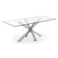 Argo glass table with stainless steel legs, 160 cm