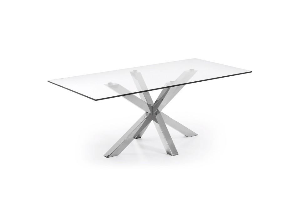 Argo table in glass and 200 x transparent stainless steel legs