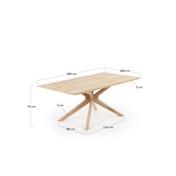 Armande table in oak veneer with a faded finish, 0 x 100 cm in wood