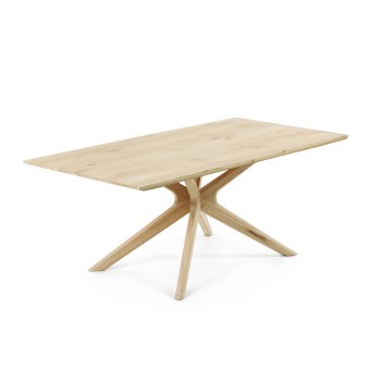 Armande table in oak veneer with a faded finish, 0 x 100 cm in wood