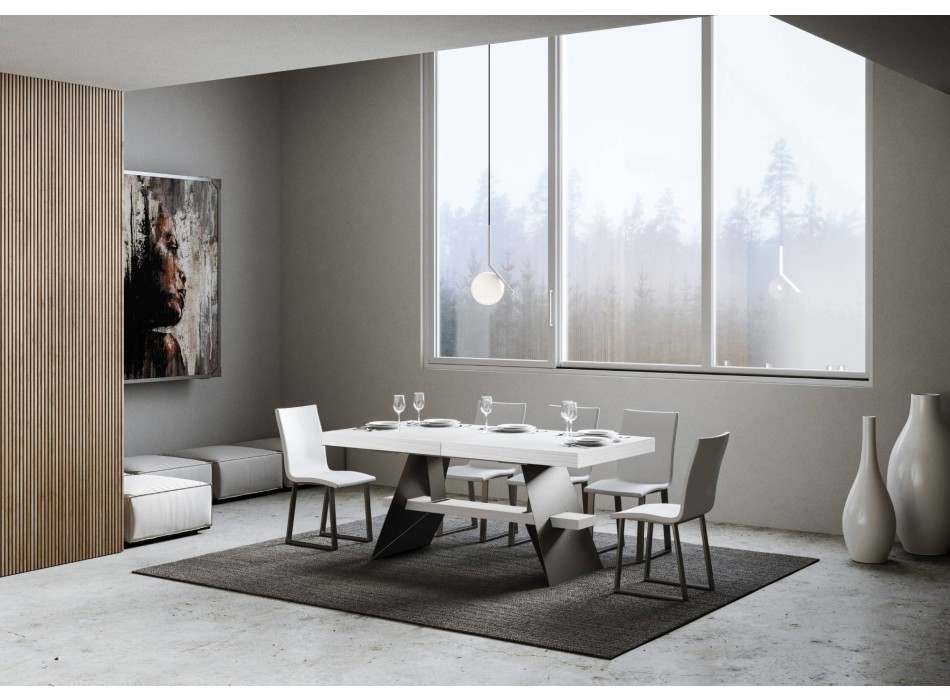 Baita Table - Extendable Table 90x160/420 cm Baita White Ash Anthracite Frame