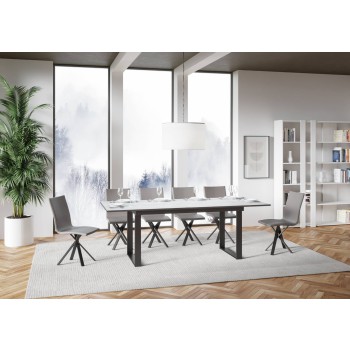 Bandos Table - Extendable Table 90x160/220 cm Bandos White Ash Anthracite Frame