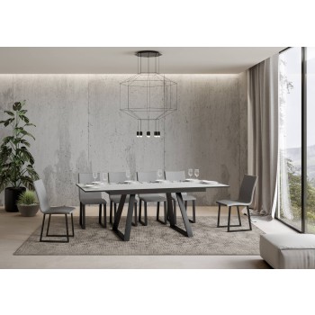 Bernadette Table - Extendable Table 90x160/220 cm Bernadette White Ash Anthracite Frame