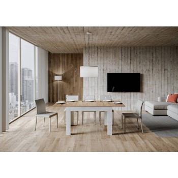 Bibi Table - Extendable table 90x120/180 cm Bibi Mix Spatula White top - Spatula Anthracite base