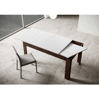 Bibi Table - Extendable table 90x160/220 cm Bibi Mix Spatula White top - Spatula Anthracite base