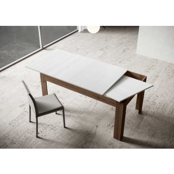 Bibi Table - Extendable table 90x160/220 cm Bibi Mix Spatula White top - Spatula Anthracite base
