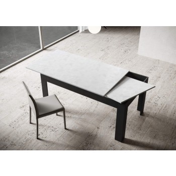 Bibi Table - Extendable table 90x160/220 cm Bibi Mix Spatula White top - Spatula Anthracite base