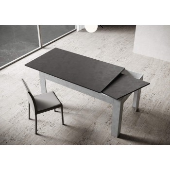 Bibi Table - Extendable table 90x160/220 cm Bibi Mix Spatula White top - Spatula Anthracite base
