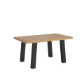 Svalen extendable table 90x140/190 cm, debarked, anthracite legs