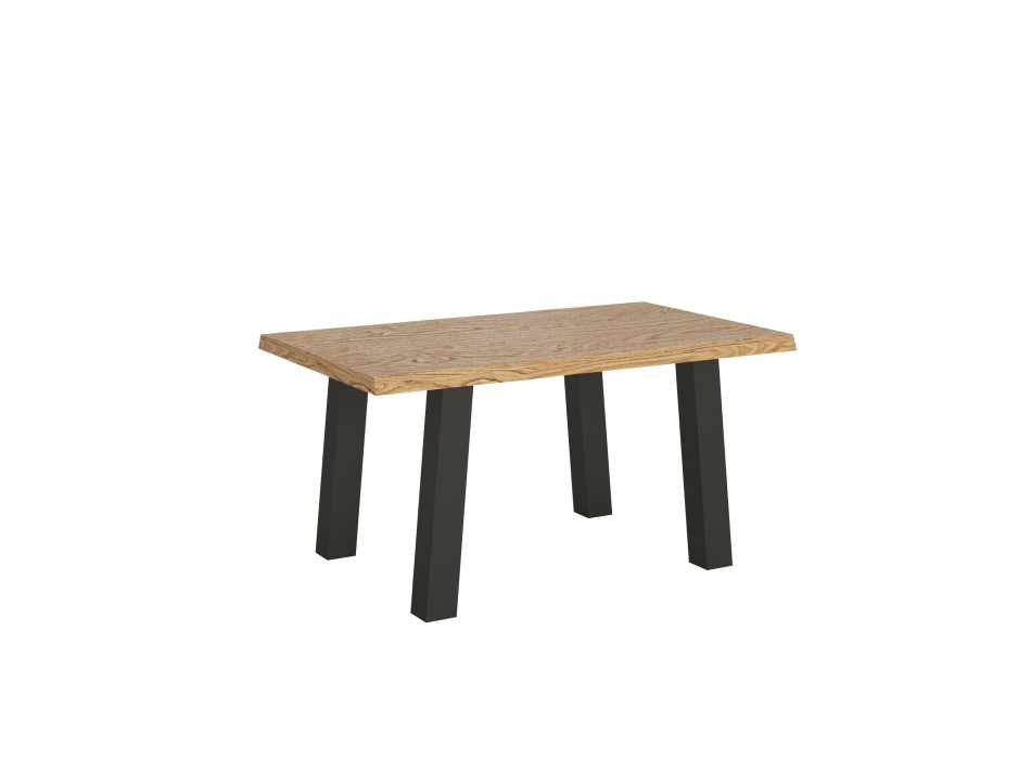 Bridge Table = Svalen Barked Solid Wood - Extendable Table 90x160/260 cm Svalen Barked Oak Anthracite Legs