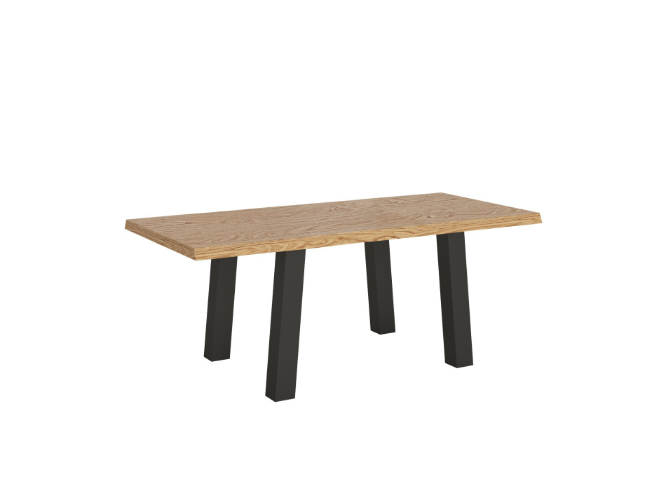 Bridge Table = Svalen Barked Solid Wood - Fixed Table 90x180 cm Svalen Barked Oak with Anthracite Legs