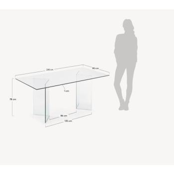 Burano glass table 200 x 90 cm