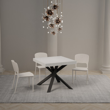 Clerk table with anthracite legs D.90 - Extendable table 90x90/194 cm Clerk top White Ash - anthracite legs