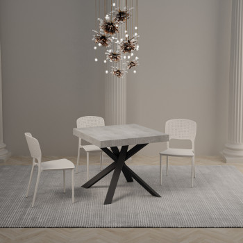 Clerk table with anthracite legs D.90 - Extendable table 90x90/194 cm Clerk top White Ash - anthracite legs