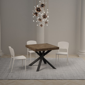 Clerk table with anthracite legs D.90 - Extendable table 90x90/194 cm Clerk top White Ash - anthracite legs