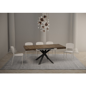 Clerk table with anthracite legs D.90 - Extendable table 90x90/194 cm Clerk top White Ash - anthracite legs