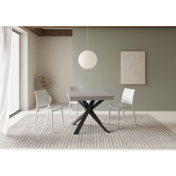 Clerk table with anthracite legs D.90 - Extendable table 90x90/194 cm Clerk top White Ash - anthracite legs