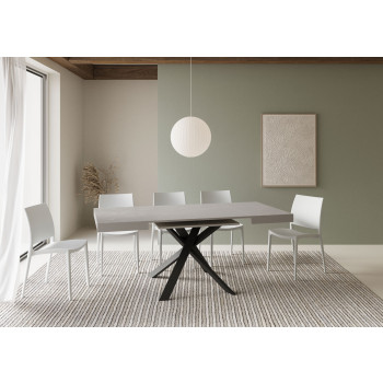 Clerk table with anthracite legs D.90 - Extendable table 90x90/194 cm Clerk top White Ash - anthracite legs