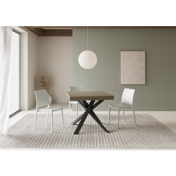 Clerk table with anthracite legs D.90 - Extendable table 90x90/194 cm Clerk top White Ash - anthracite legs