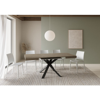 Clerk table with anthracite legs D.90 - Extendable table 90x90/194 cm Clerk top White Ash - anthracite legs