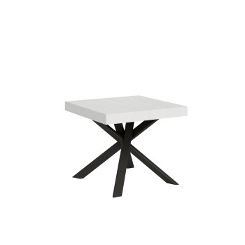 Clerk table with anthracite legs D.90 - Extendable table 90x90/194 cm Clerk top White Ash - anthracite legs