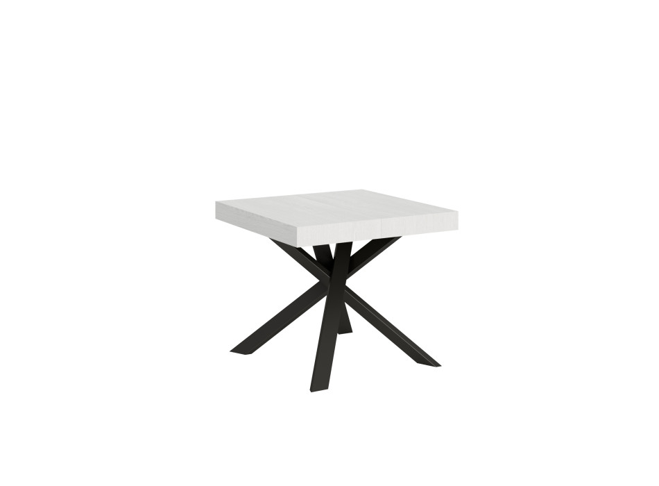 Clerk table with anthracite legs D.90 - Extendable table 90x90/194 cm Clerk top White Ash - anthracite legs