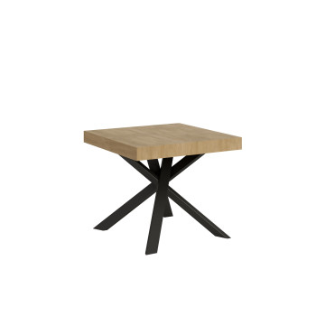 Clerk table with anthracite legs D.90 - Extendable table 90x90/194 cm Clerk top White Ash - anthracite legs
