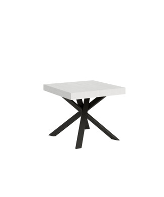 Clerk table with anthracite legs D.90 - Extendable table 90x90/194 cm Clerk top White Ash - anthracite legs