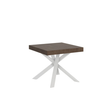 Clerk table with white legs D.90 - Extendable table 90x90/194 cm Clerk with white ash top - white legs