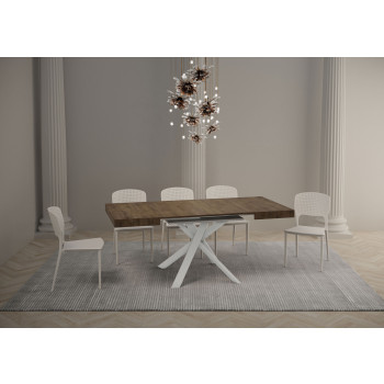 Clerk table with white legs D.90 - Extendable table 90x90/194 cm Clerk with white ash top - white legs