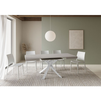 Clerk table with white legs D.90 - Extendable table 90x90/194 cm Clerk with white ash top - white legs