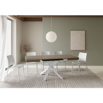 Clerk table with white legs D.90 - Extendable table 90x90/194 cm Clerk with white ash top - white legs