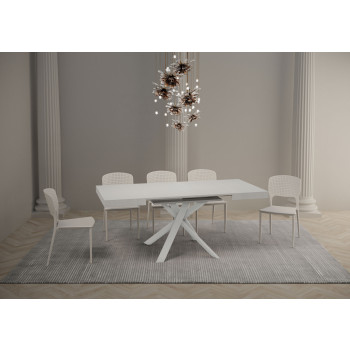 Clerk table with white legs D.90 - Extendable table 90x90/194 cm Clerk with white ash top - white legs