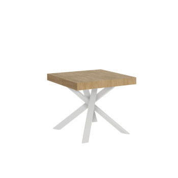 Clerk table with white legs D.90 - Extendable table 90x90/194 cm Clerk with white ash top - white legs