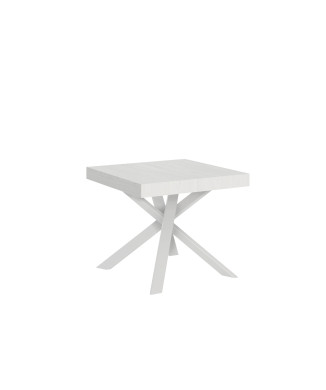 Clerk table with white legs D.90 - Extendable table 90x90/194 cm Clerk with white ash top - white legs
